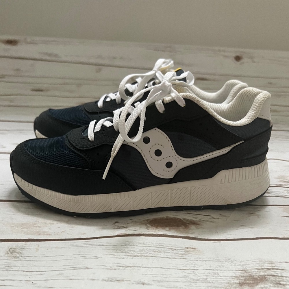 Saucony Shadow 6000 Sneaker Black White Yellow Leather Textile Kids Size 3M